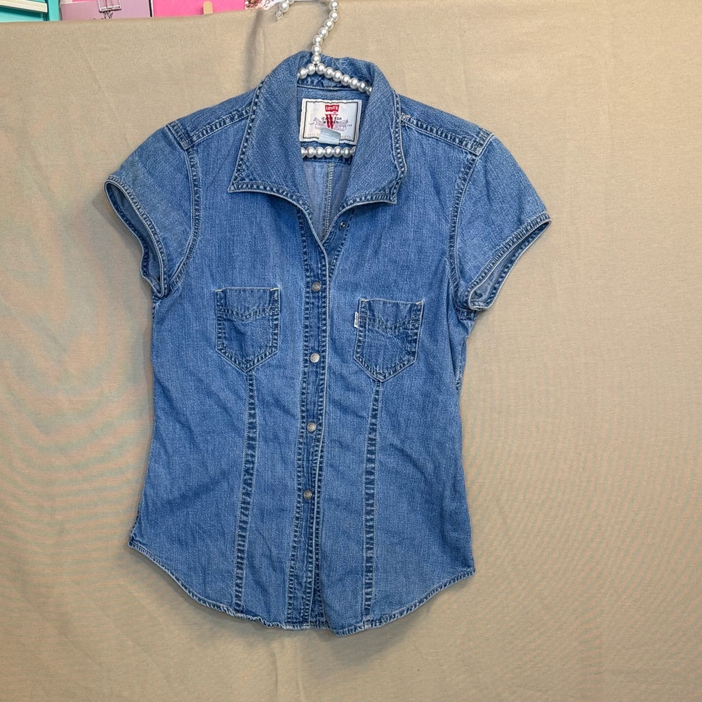 Levi's Blue Denim Button-Up Top